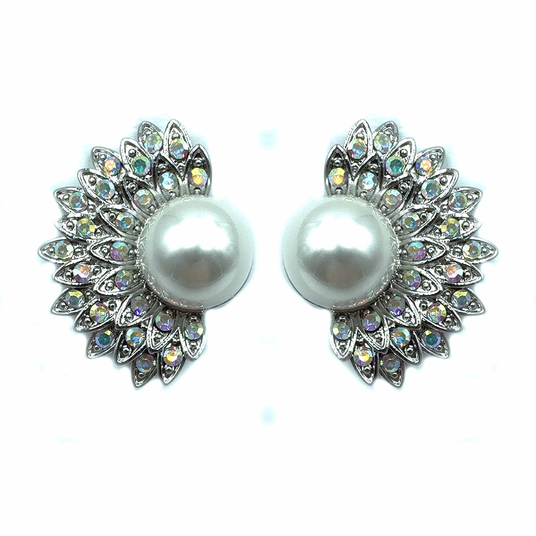 Palestro Milano Orecchini Silver Opalescente Perla solare con zirconi