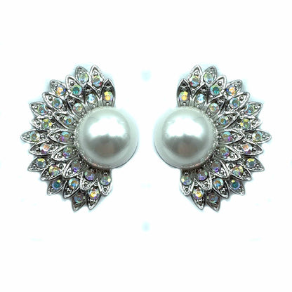 Palestro Milano Orecchini Silver Opalescente Perla solare con zirconi
