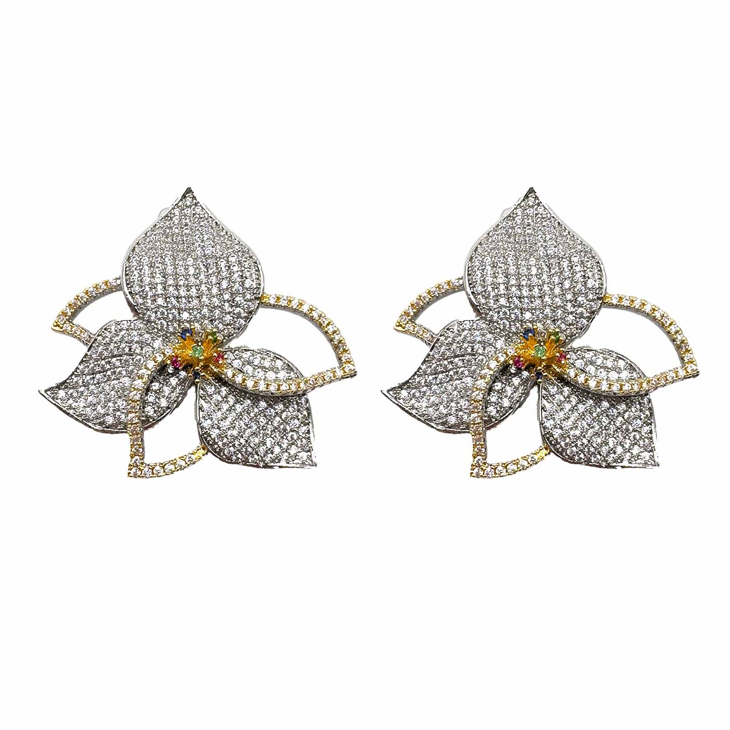 Palestro Milano Orecchini Silver Orchidea di pavè