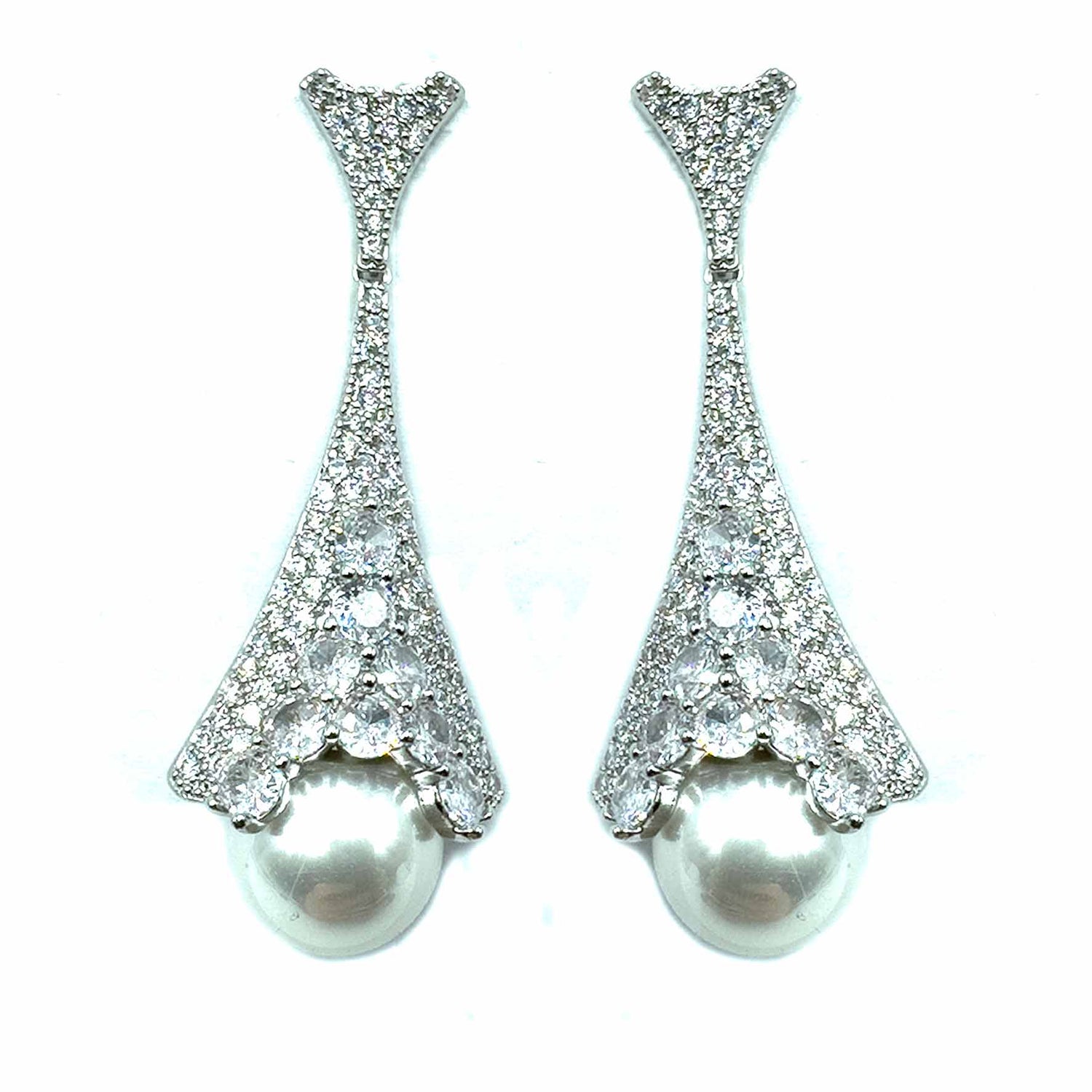 Palestro Milano Orecchini Silver perla bianca Pavè con perla