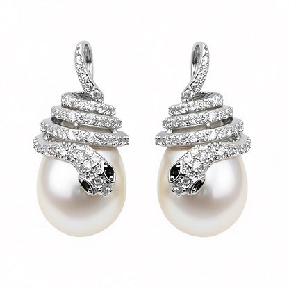 Palestro Milano Orecchini Silver perla bianca Serpentello con perla