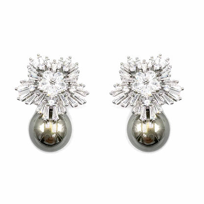 Palestro Milano Orecchini Silver perla grigia Fiocco di Neve perla