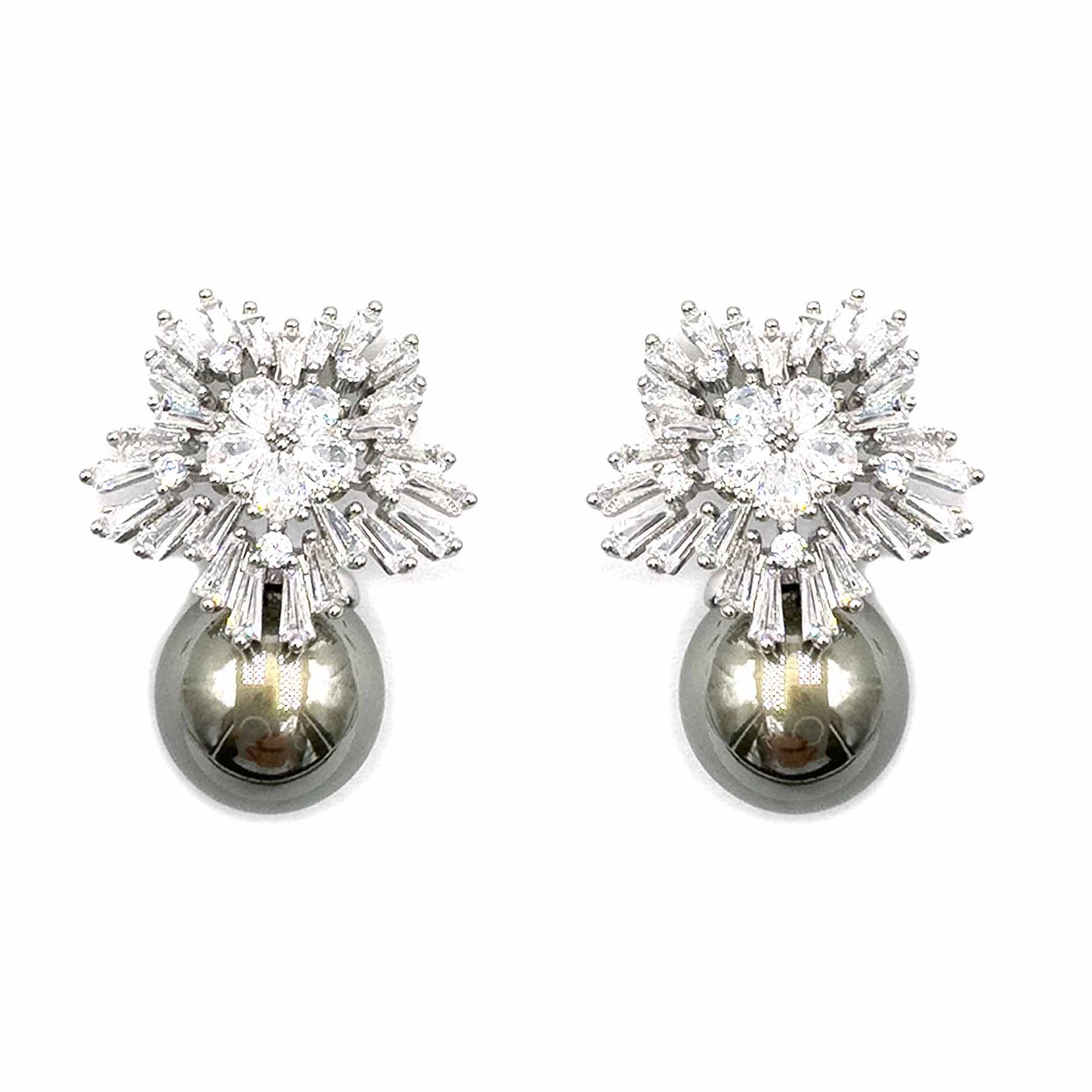 Palestro Milano Orecchini Silver perla grigia Fiocco di Neve perla