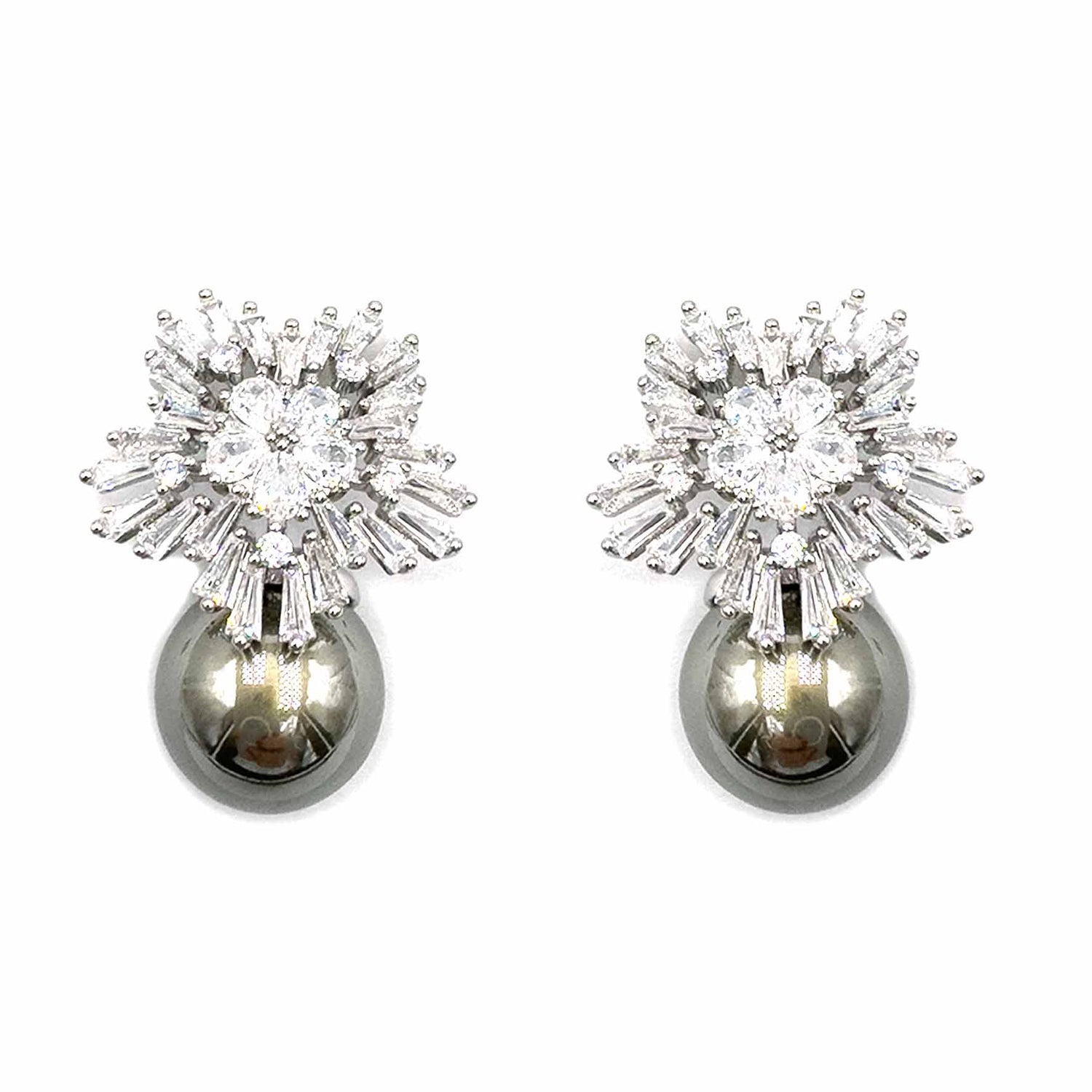 Palestro Milano Orecchini Silver perla grigia Fiocco di Neve perla