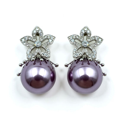 Palestro Milano Orecchini Silver-Prugna Stellina di pavè con perla