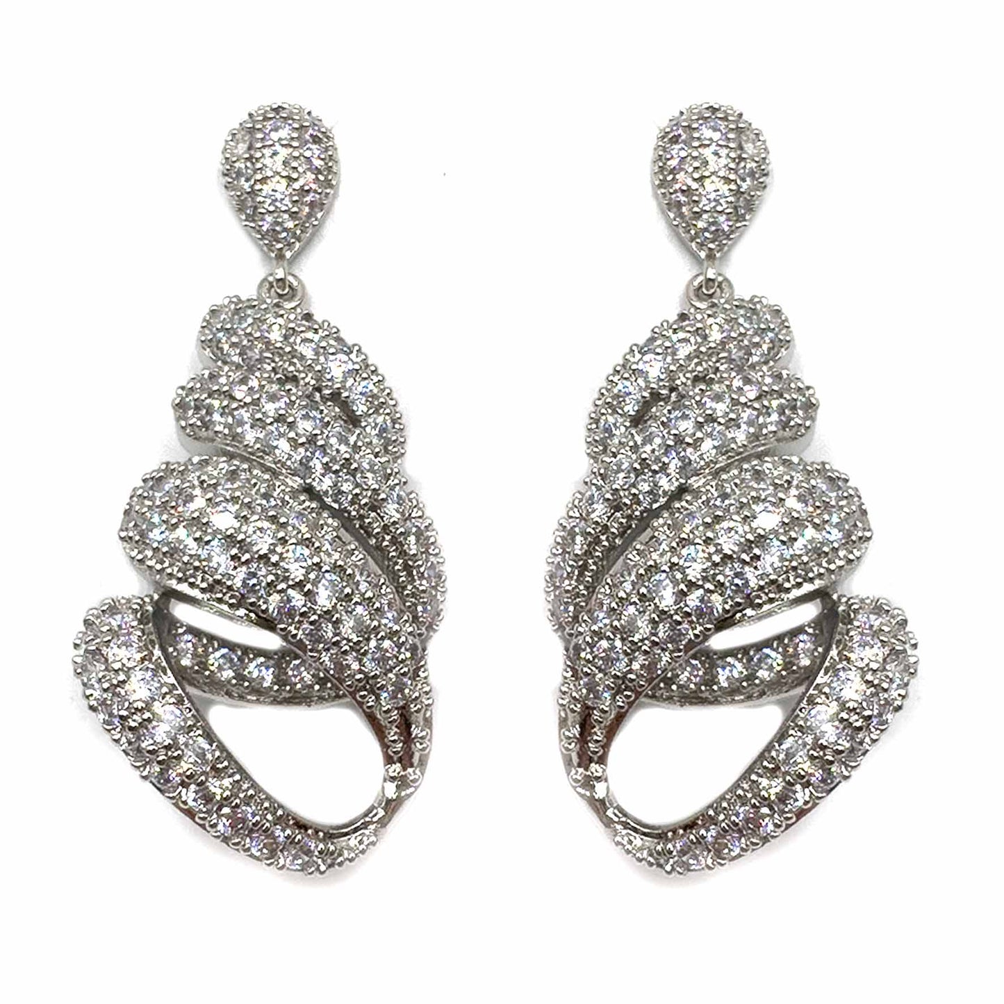 Palestro Milano Orecchini Silver Riccioli pendenti di pavè