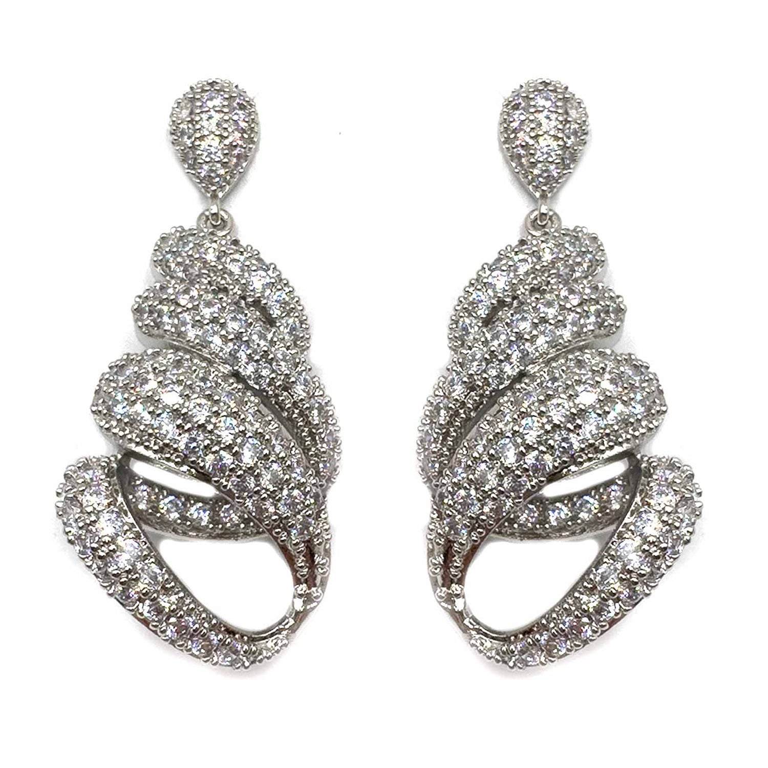 Palestro Milano Orecchini Silver Riccioli pendenti di pavè