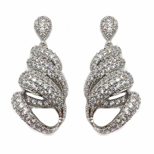 Palestro Milano Orecchini Silver Riccioli pendenti di pavè