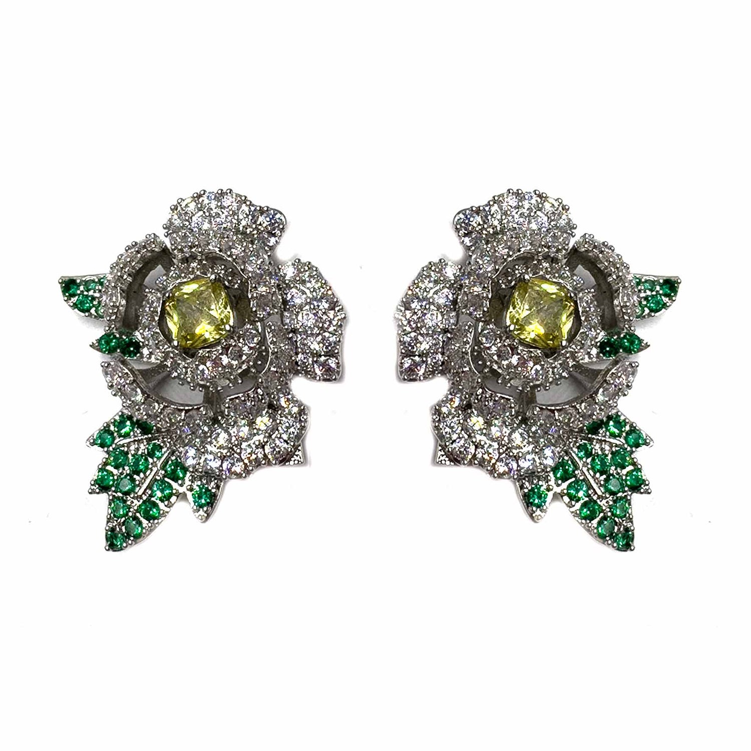 Palestro Milano Orecchini Silver Rose di bosco pavè