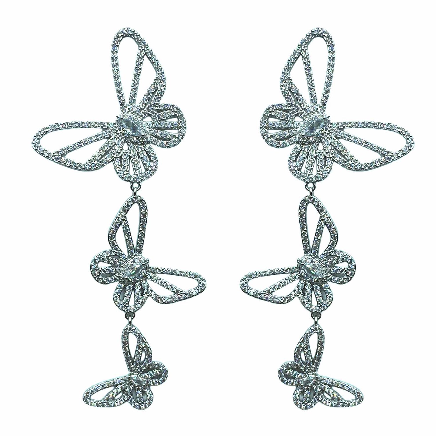 Palestro Milano Orecchini Silver Tris di farfalle