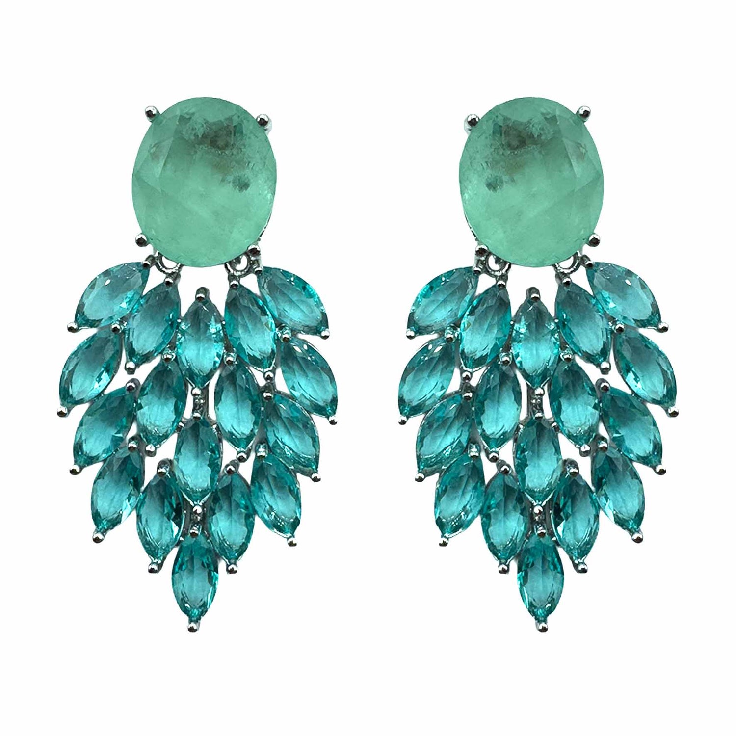 Palestro Milano Orecchini Silver - Turquoise Piume &amp; Pietre