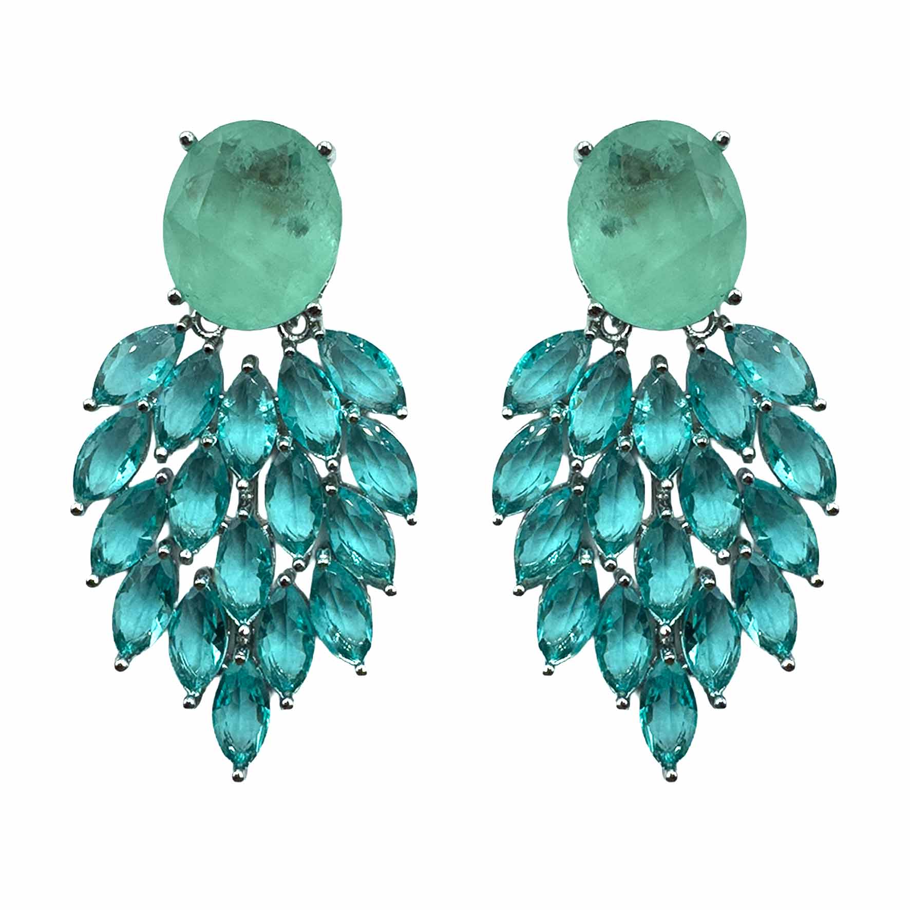 Palestro Milano Orecchini Silver - Turquoise Piume &amp; Pietre