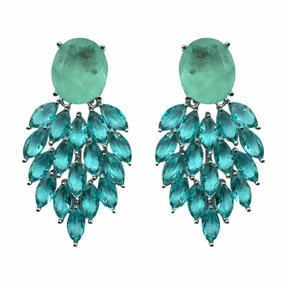 Palestro Milano Orecchini Silver - Turquoise Piume &amp; Pietre