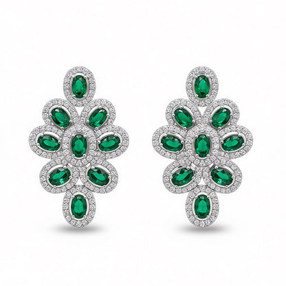 Palestro Milano Orecchini Silver Verde Gemme&amp;Cristalli