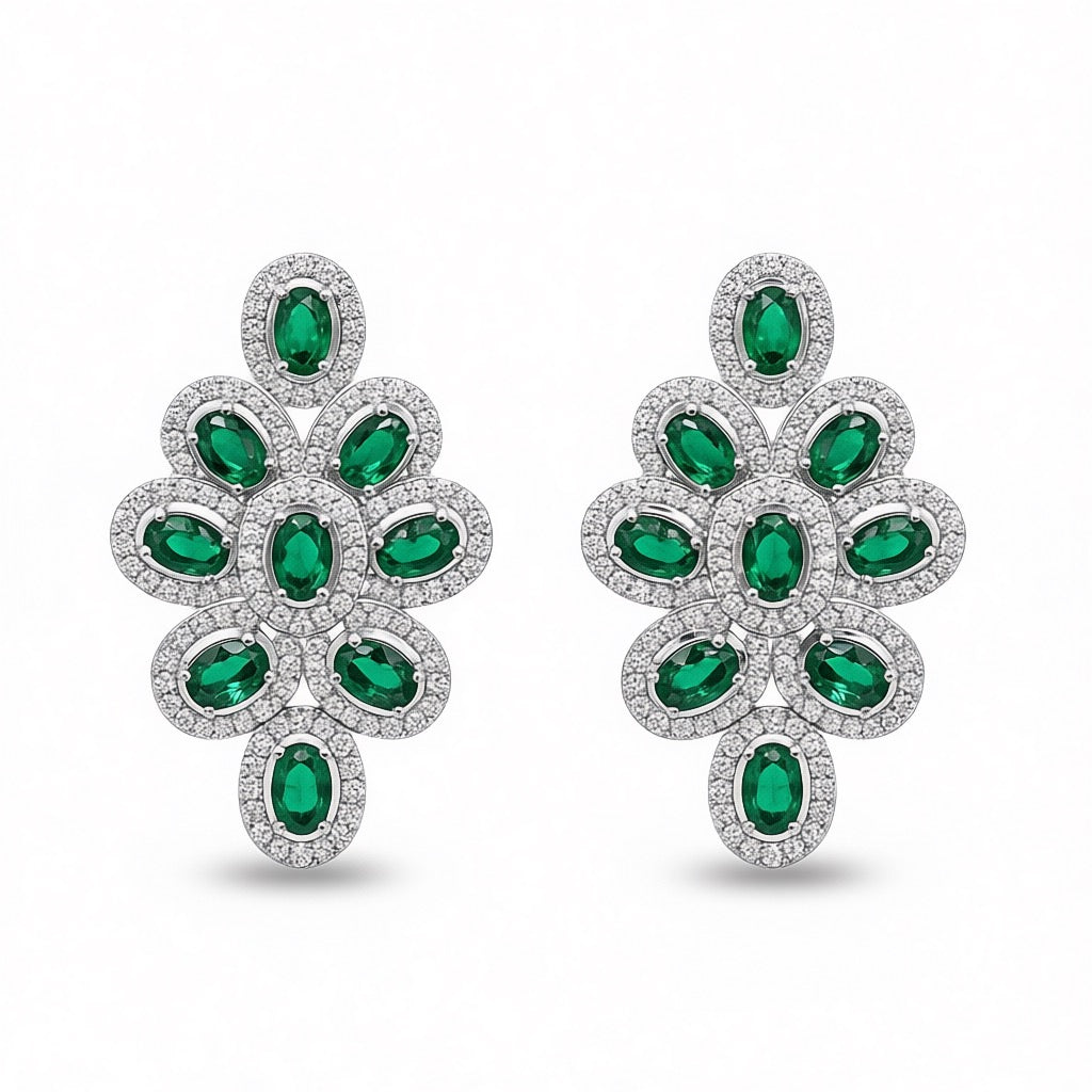 Palestro Milano Orecchini Silver Verde Gemme&Cristalli