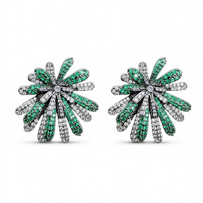 Palestro Milano Orecchini Silver Verde Tripudio di Pavè