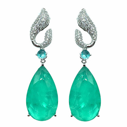 Palestro Milano Orecchini Silver - Verde Virgole di pavè con goccia