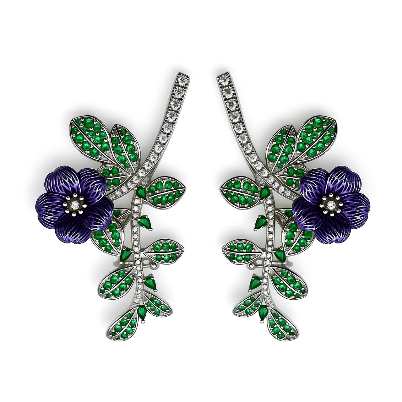 Palestro Milano Orecchini Silver-Viola Rosa delle Meraviglie