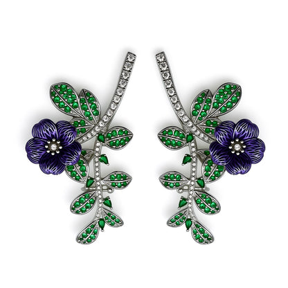 Palestro Milano Orecchini Silver-Viola Rosa delle Meraviglie