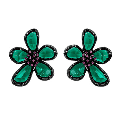 Palestro Milano Orecchini Smeraldo Base Dark Petali Preziosi
