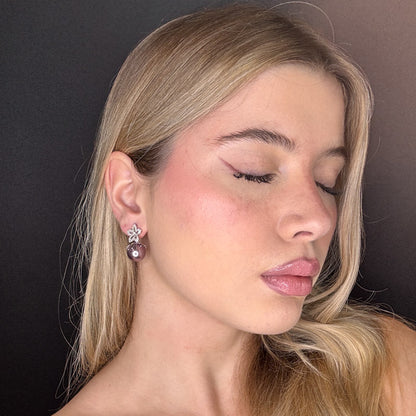 Palestro Milano Orecchini Stellina di pavè con perla