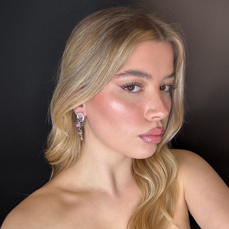 Palestro Milano Orecchini Tondo di pavè con cascata