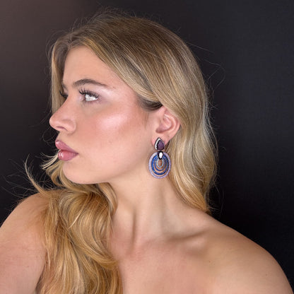 Palestro Milano Orecchini Tondo di pavè con doppia goccia