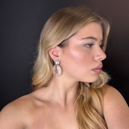 Palestro Milano Orecchini Tondo di pavè con doppia goccia