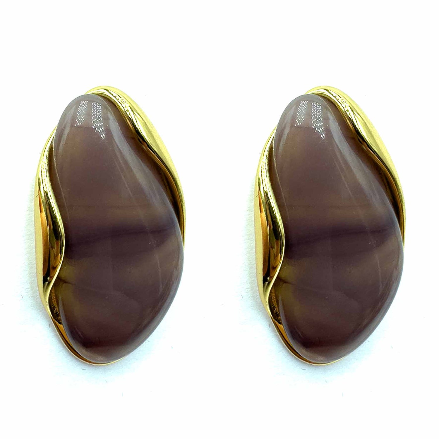 Palestro Milano Orecchini Tortora Bottoni a mandorla perlati - ex demo