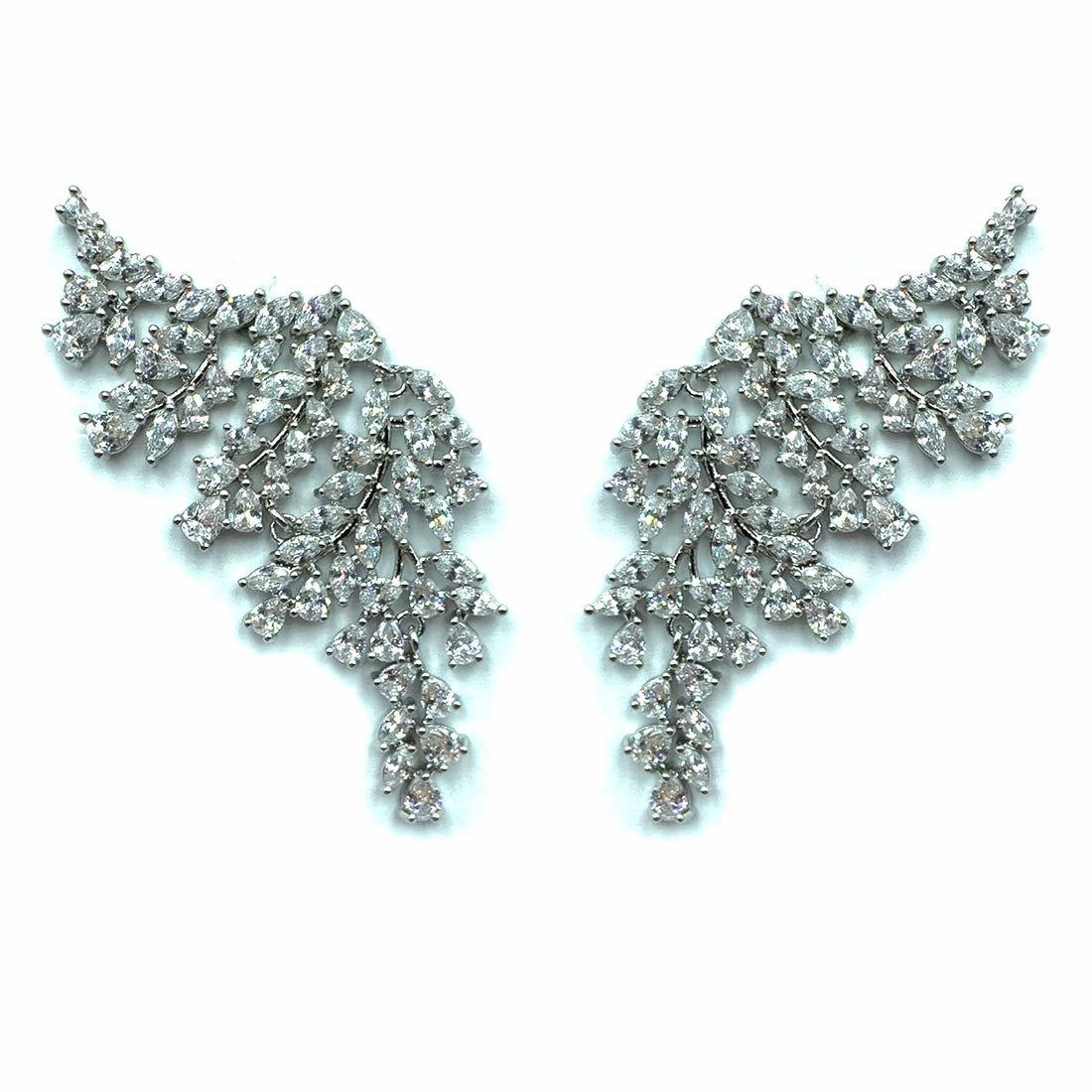 Palestro Milano Orecchini Total Silver Armonia di foglioline cristallo