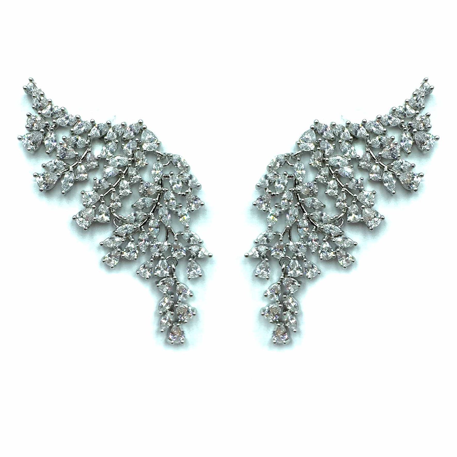 Palestro Milano Orecchini Total Silver Armonia di foglioline cristallo