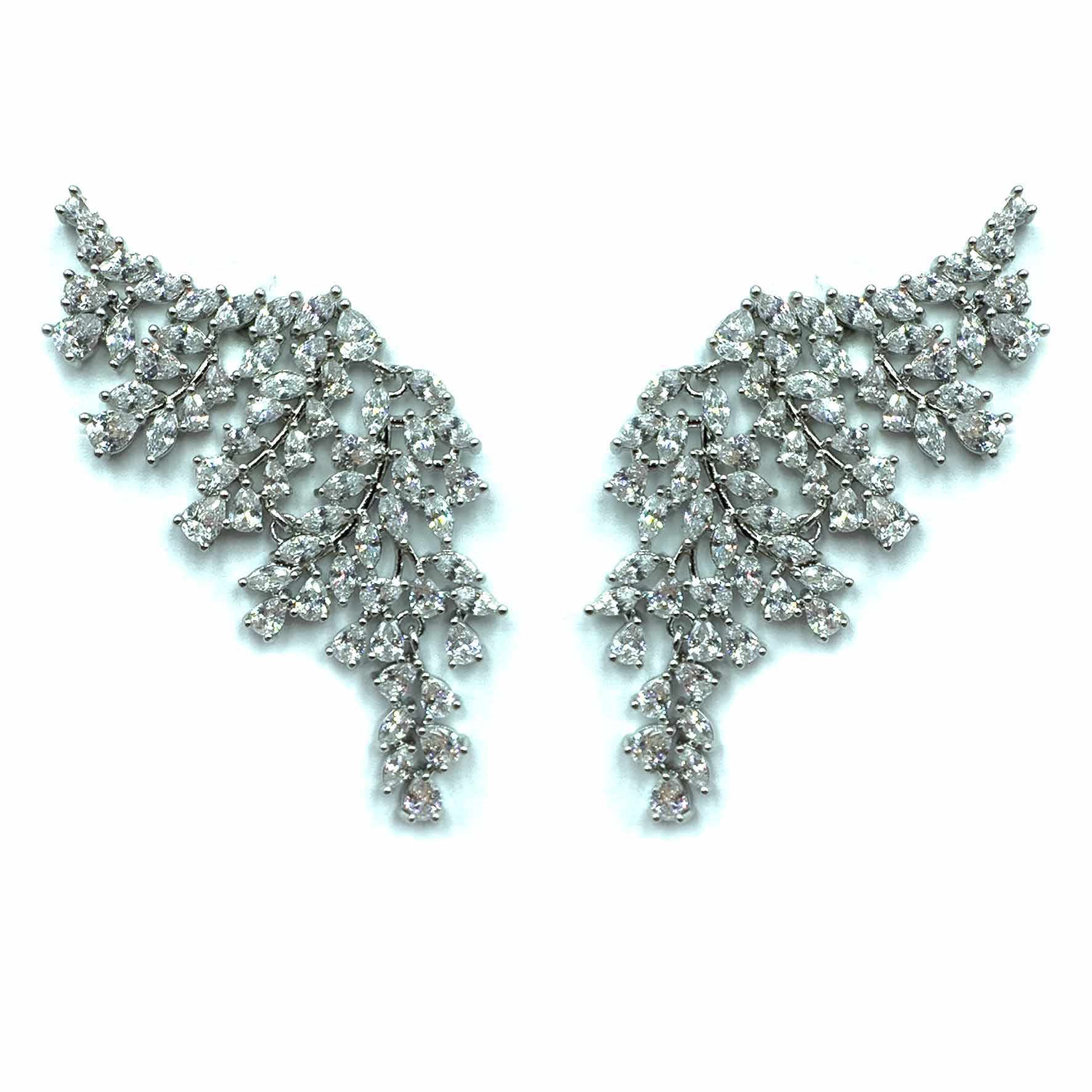Palestro Milano Orecchini Total Silver Armonia di foglioline cristallo