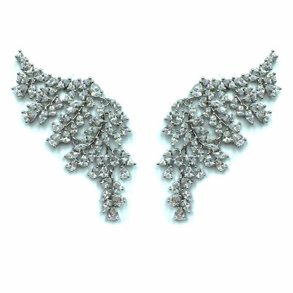 Palestro Milano Orecchini Total Silver Armonia di foglioline cristallo