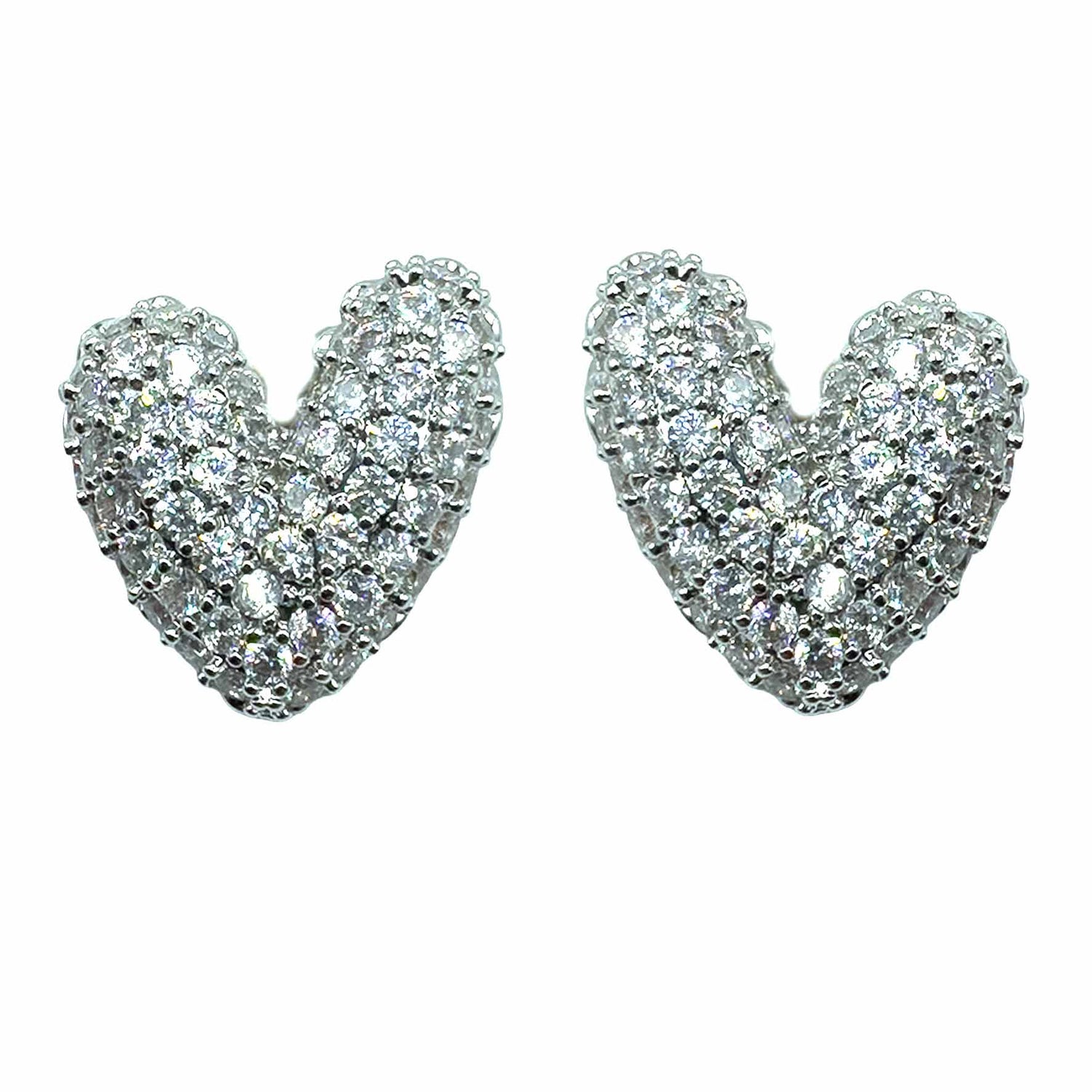 Palestro Milano Orecchini Total silver Cuore di Pavè