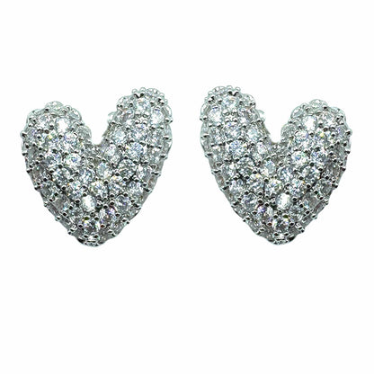 Palestro Milano Orecchini Total silver Cuore di Pavè