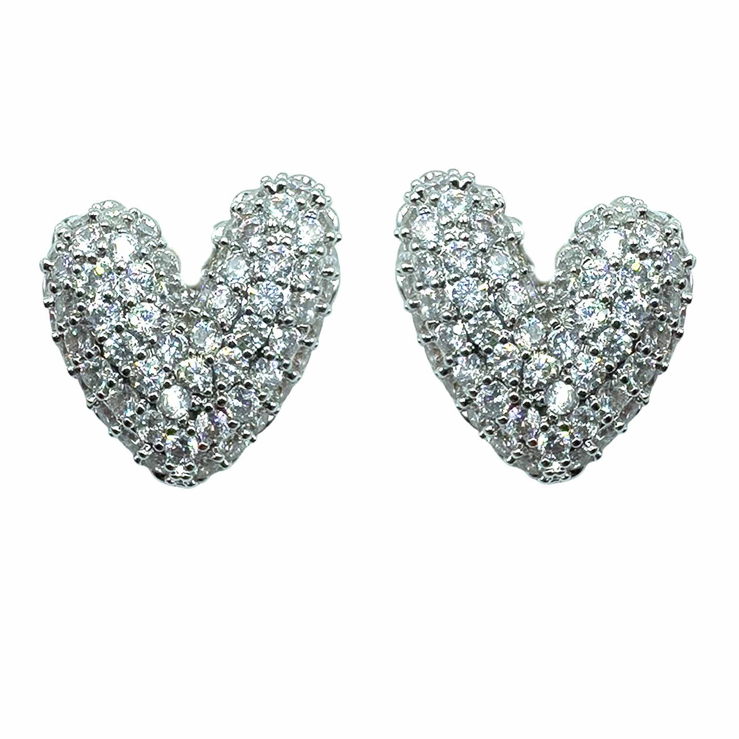 Palestro Milano Orecchini Total silver Cuore di Pavè