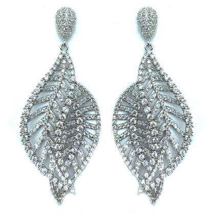 Palestro Milano Orecchini Total Silver Doppia foglia di Zirconi