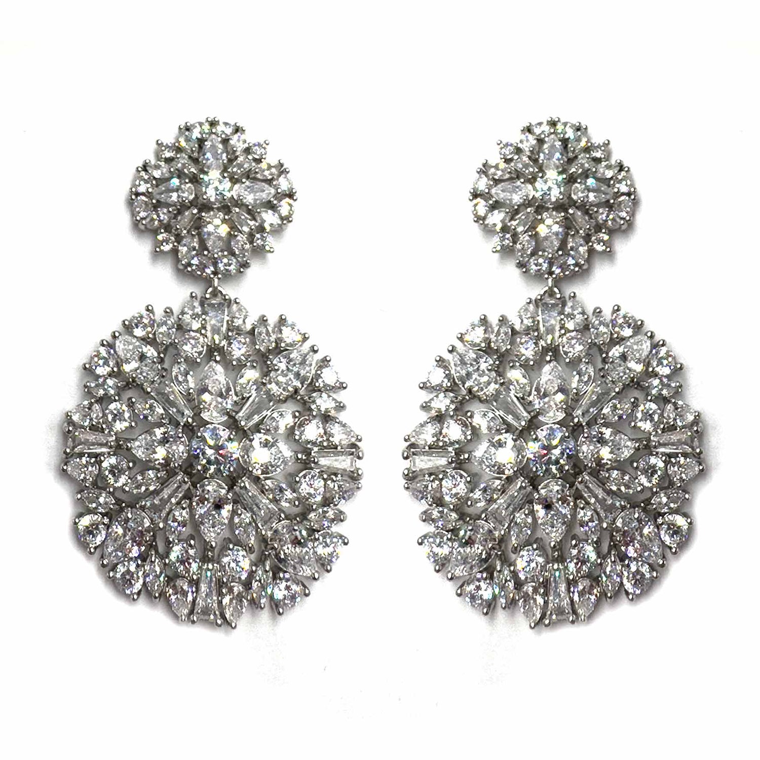Palestro Milano Orecchini Total Silver Doppio tondo di cristalli