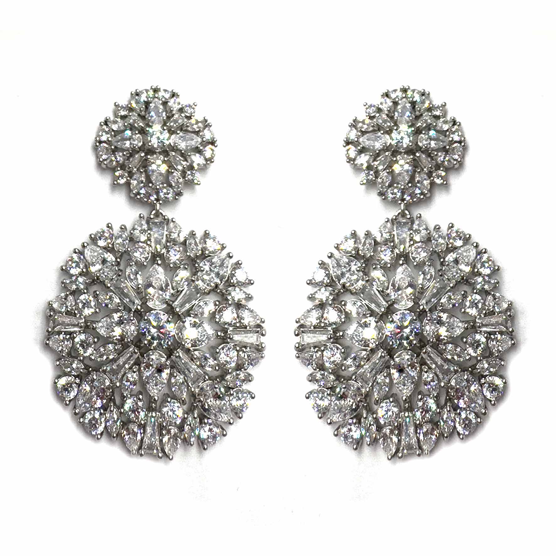 Palestro Milano Orecchini Total Silver Doppio tondo di cristalli