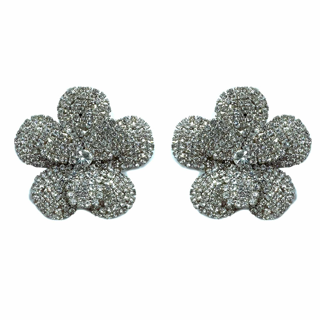 Palestro Milano Orecchini Total silver Fiore splendente di zirconi