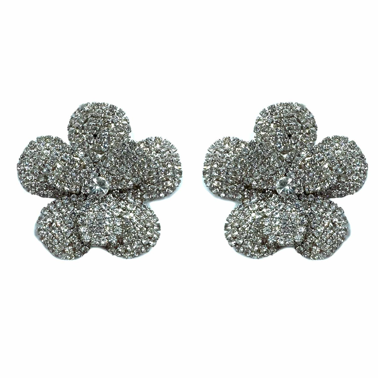 Palestro Milano Orecchini Total silver Fiore splendente di zirconi