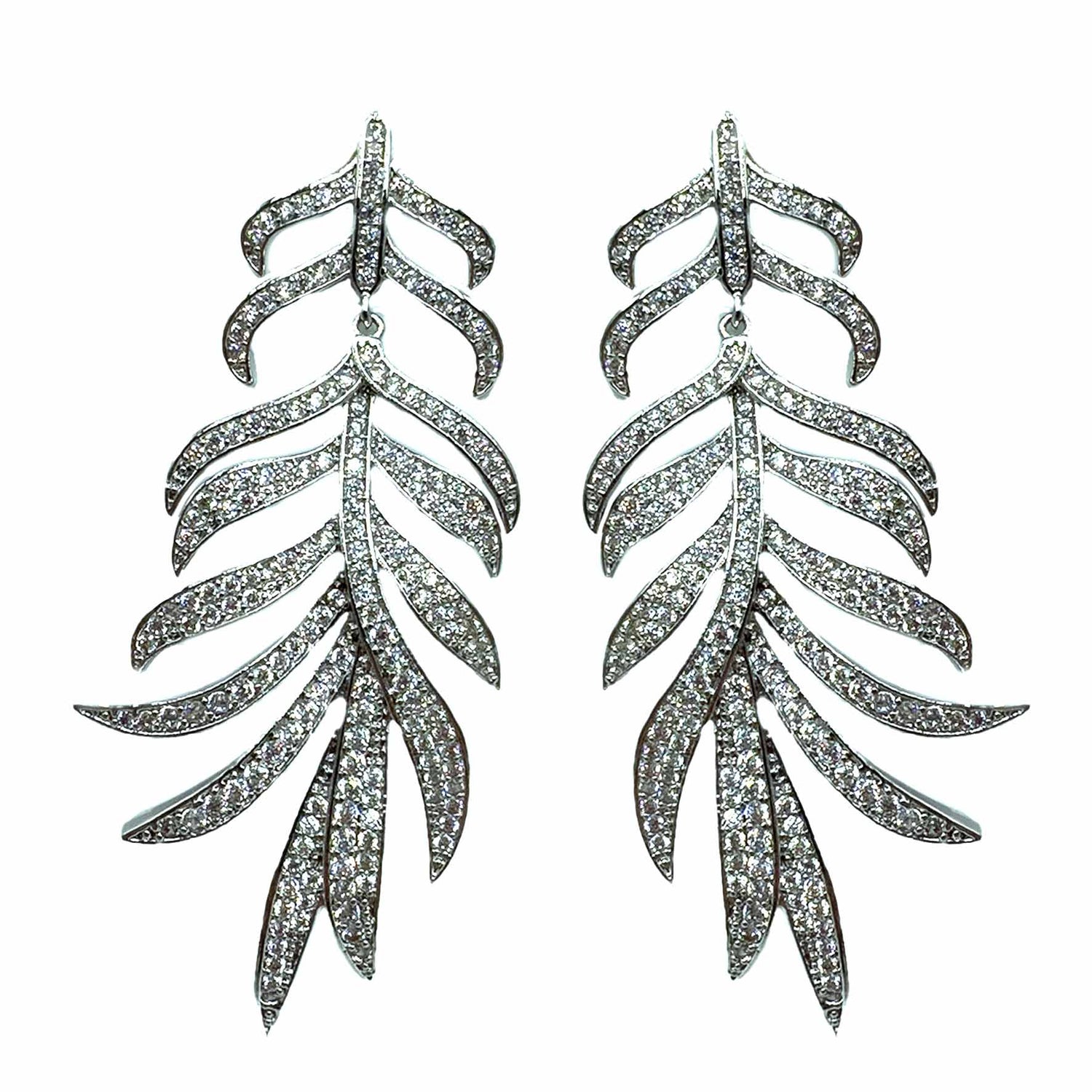 Palestro Milano Orecchini Total Silver Foglie di pavè