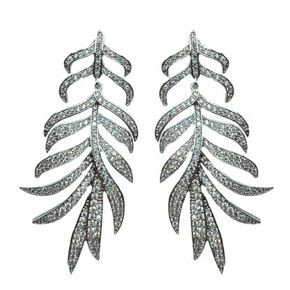Palestro Milano Orecchini Total Silver Foglie di pavè