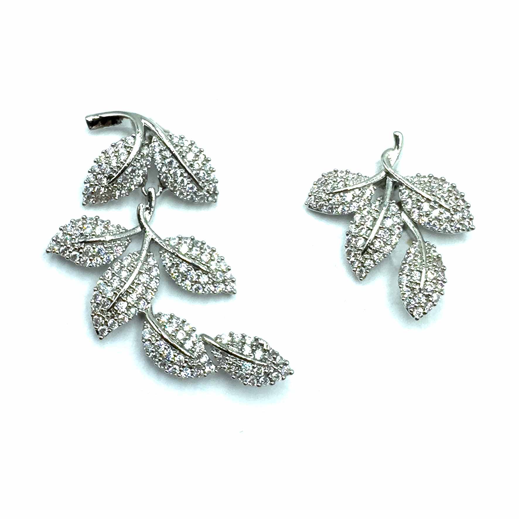 Palestro Milano Orecchini Total Silver Foglioline di Pavè