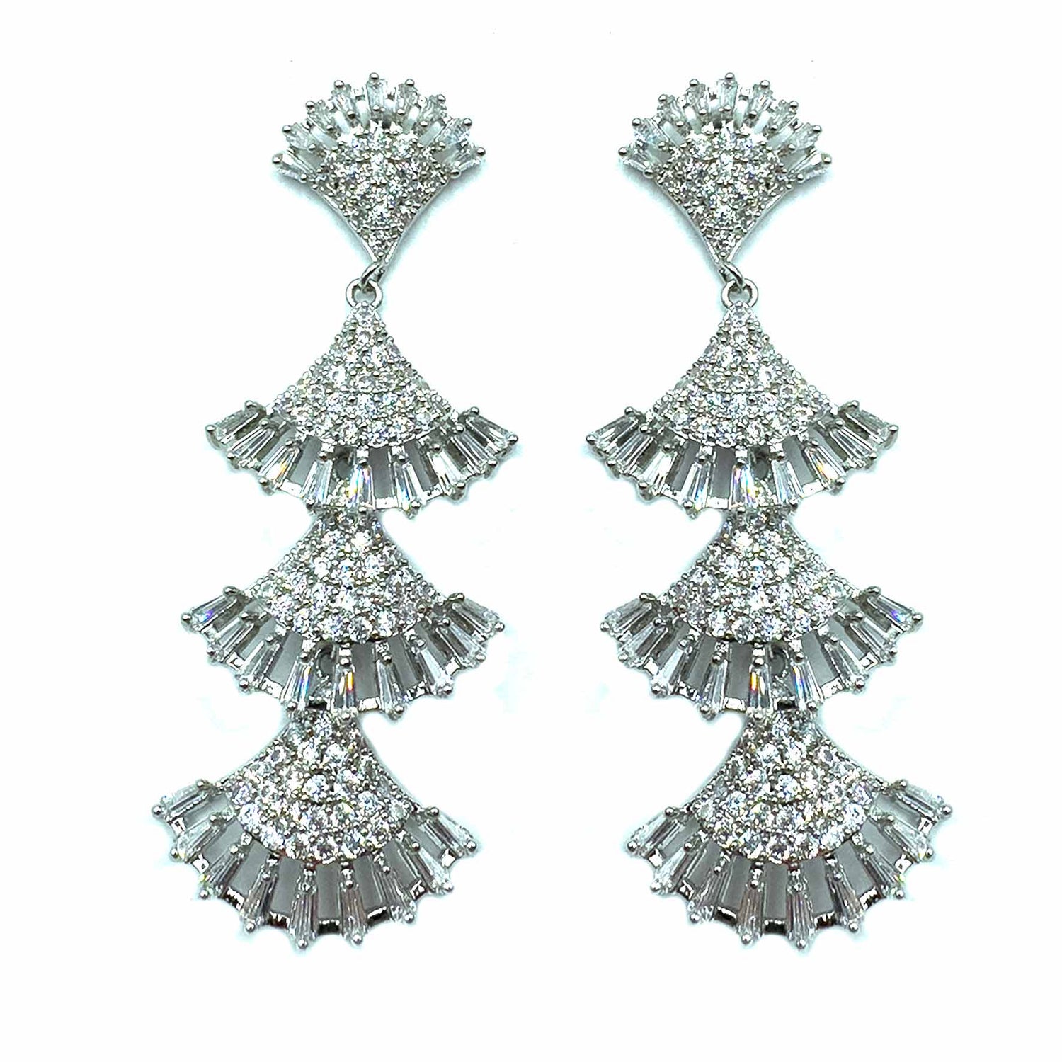 Palestro Milano Orecchini Total Silver Frange di pavè