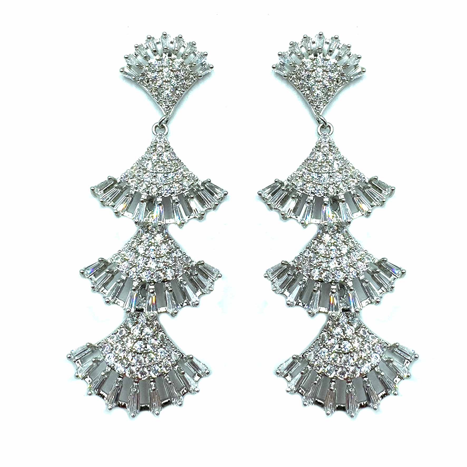 Palestro Milano Orecchini Total Silver Frange di pavè