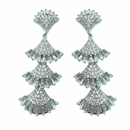 Palestro Milano Orecchini Total Silver Frange di pavè