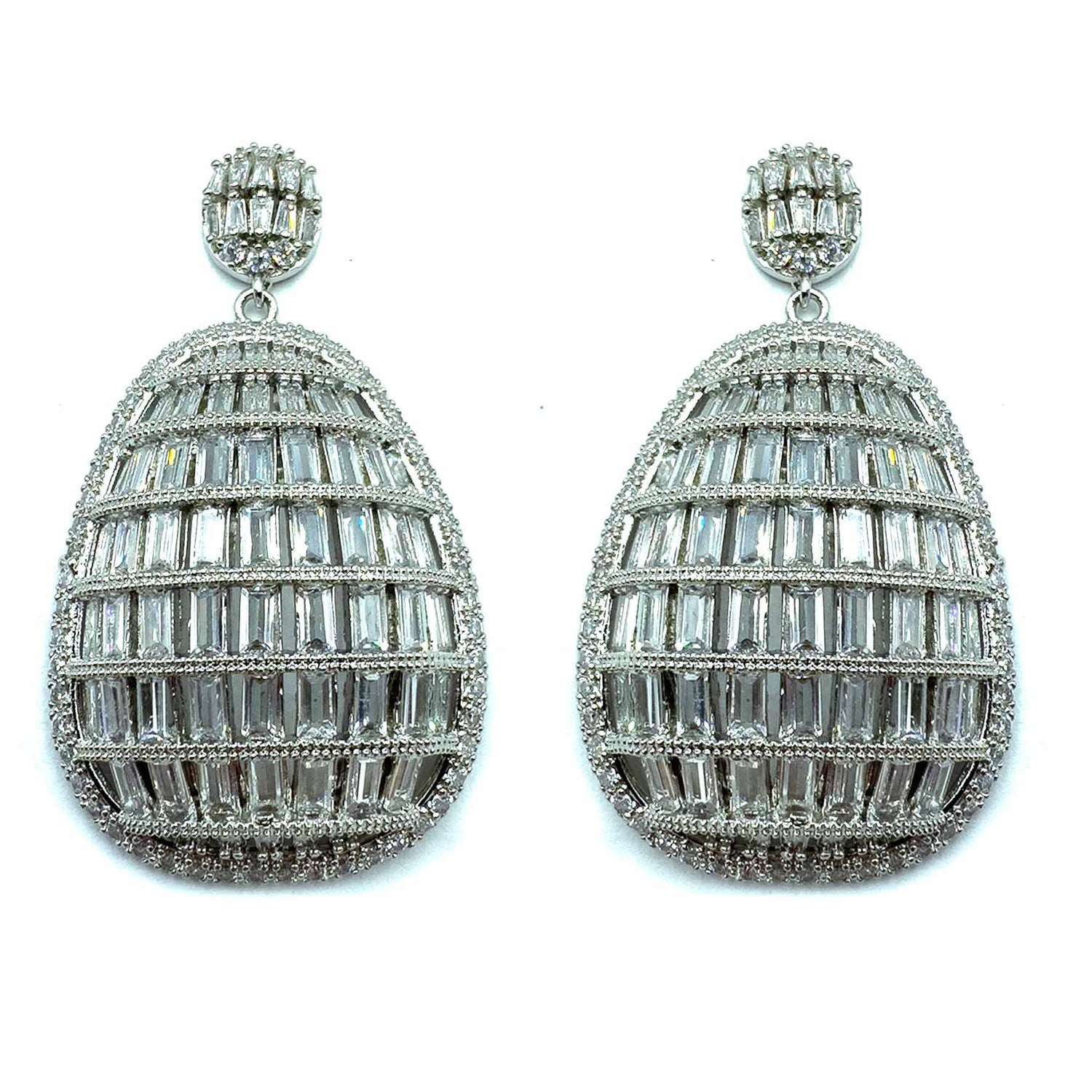 Palestro Milano Orecchini Total Silver Ovali pendenti di pietre
