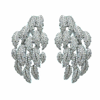 Palestro Milano Orecchini Total Silver Tripudio di foglie pavè - Linea Premium