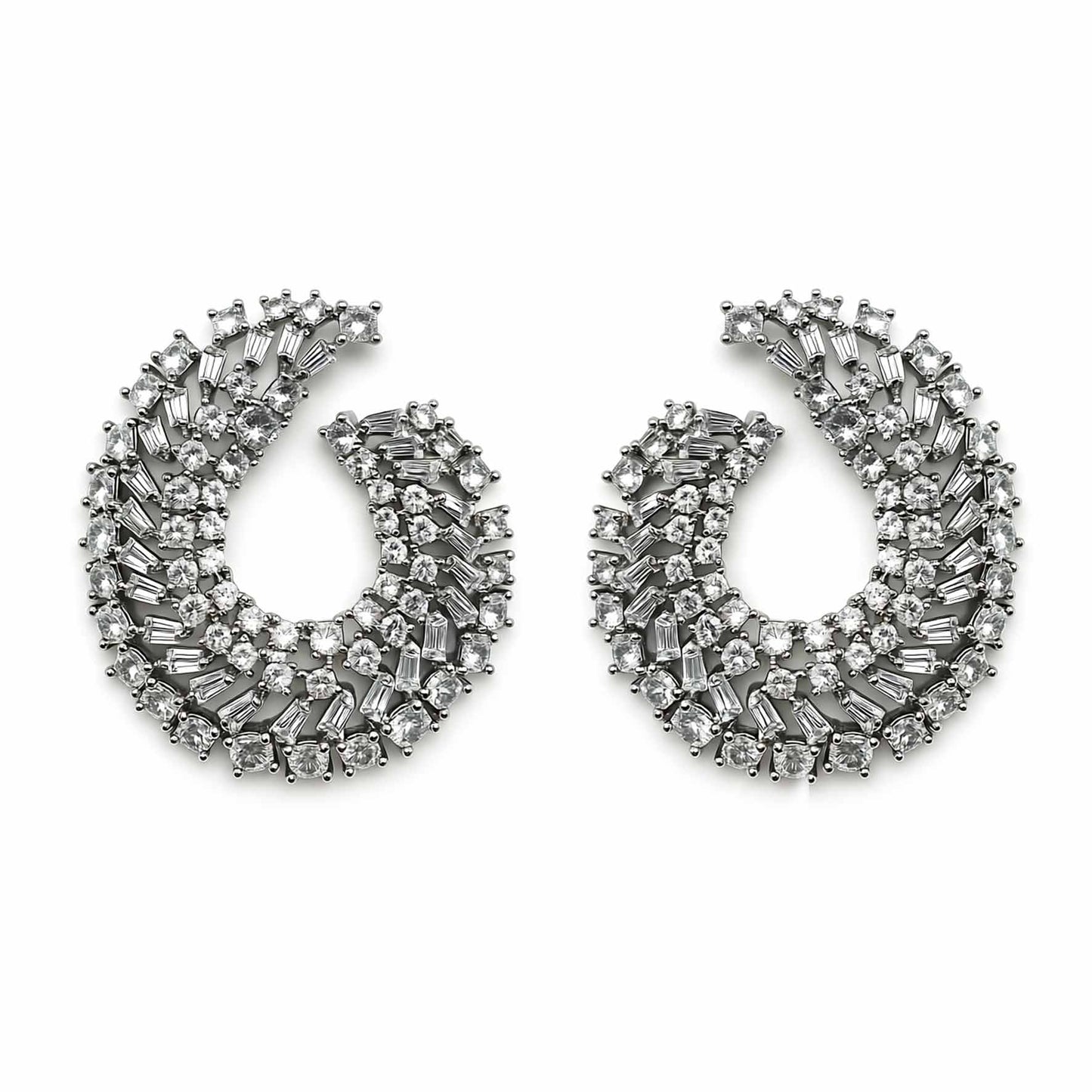 Palestro Milano Orecchini Total Silver Virgole Brillanti